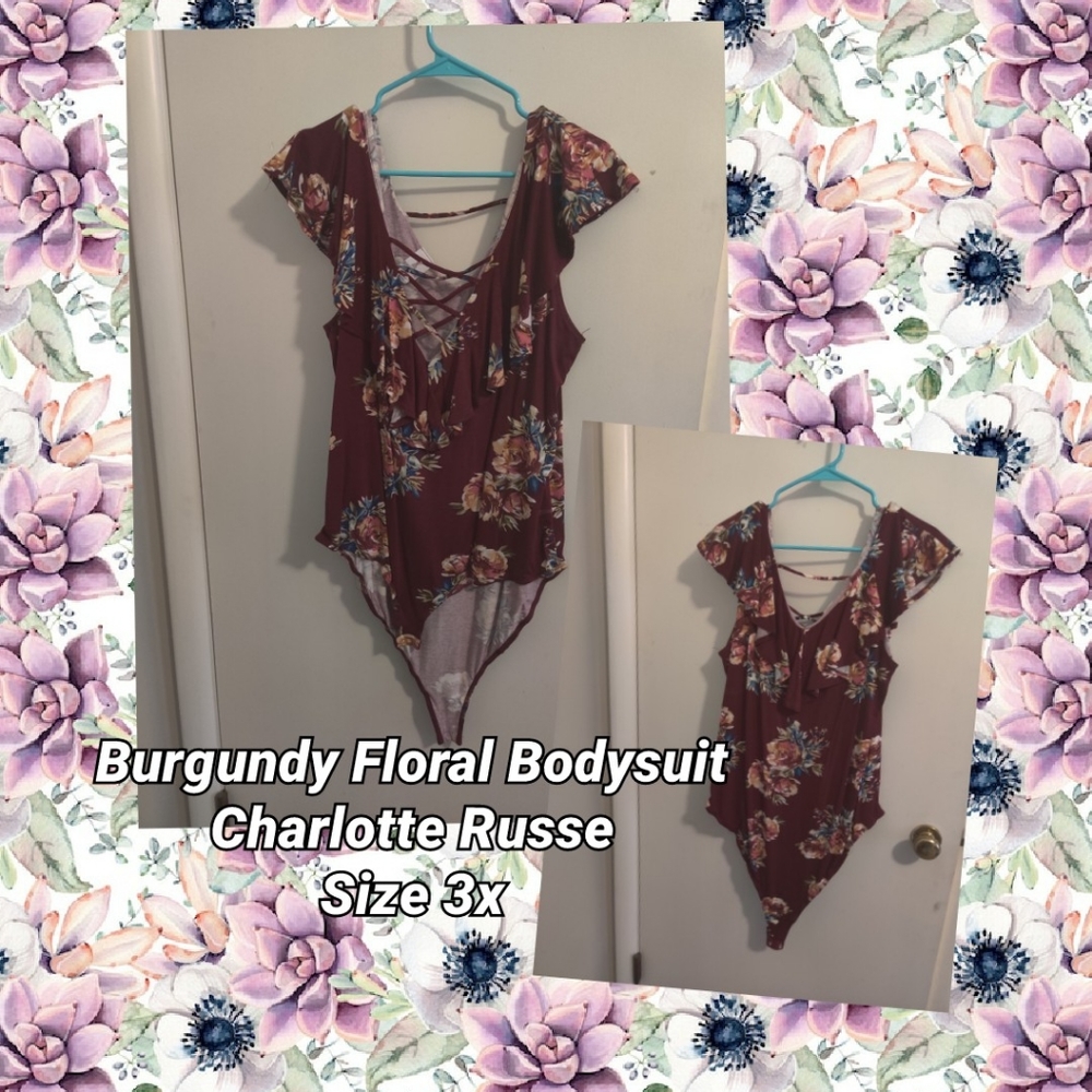 Burgundy Floral Bodysuit
